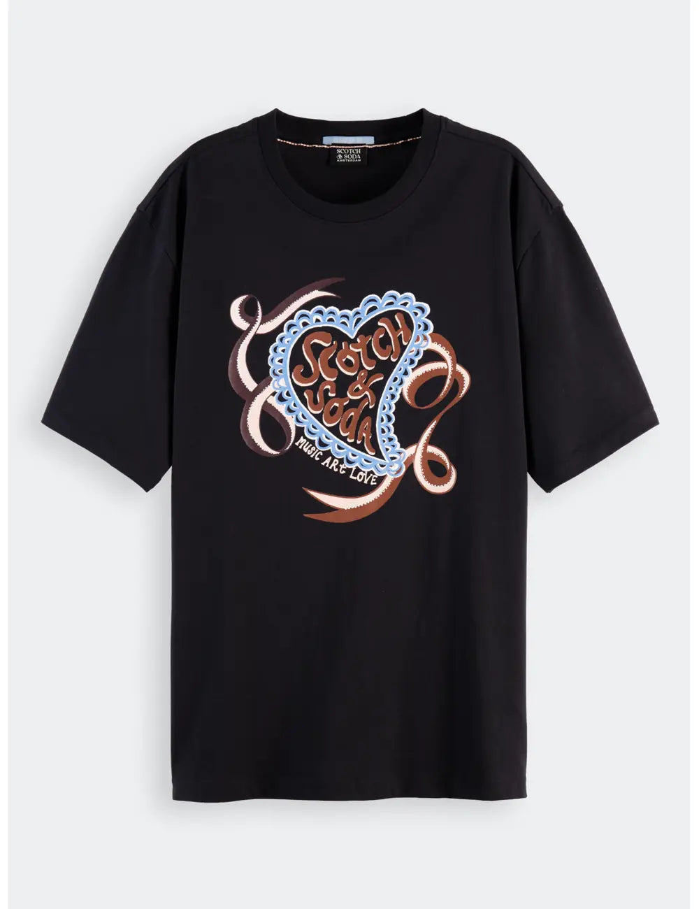 Artwork Loose Fit Tee flat lay front view by Scotch & Soda