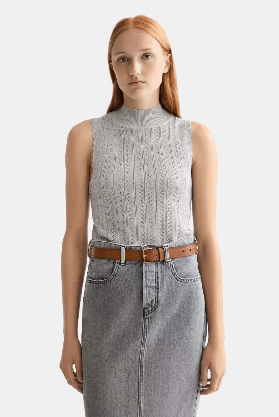 metallic-pointelle-knitted-tank side view by Scotch & Soda