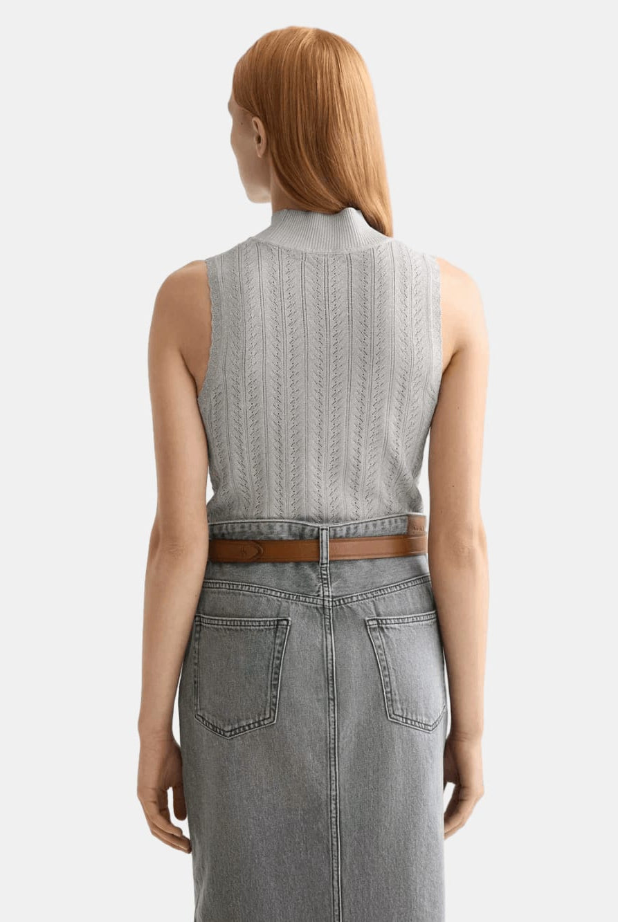 metallic-pointelle-knitted-tank detail shot by Scotch & Soda