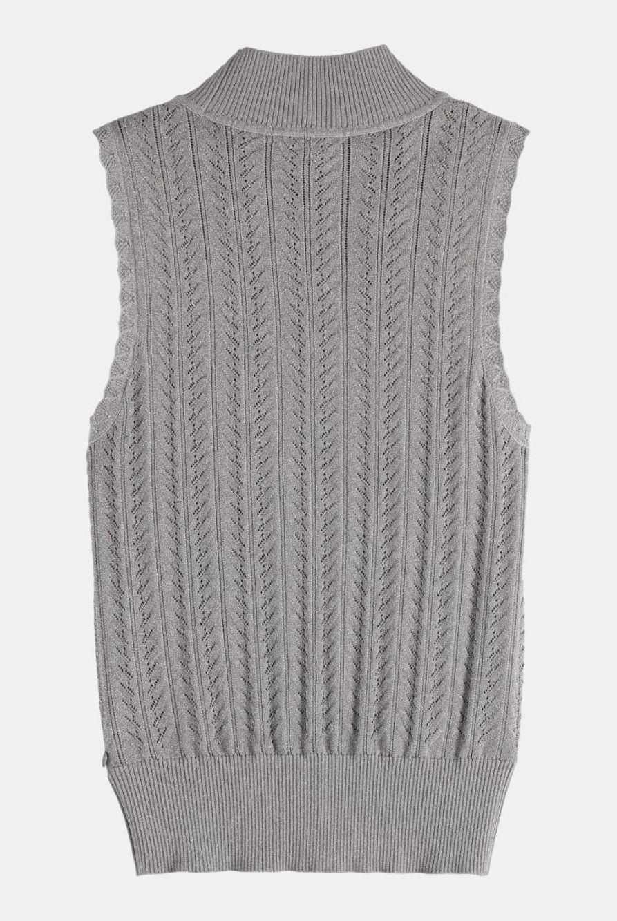 metallic-pointelle-knitted-tank back view by Scotch & Soda