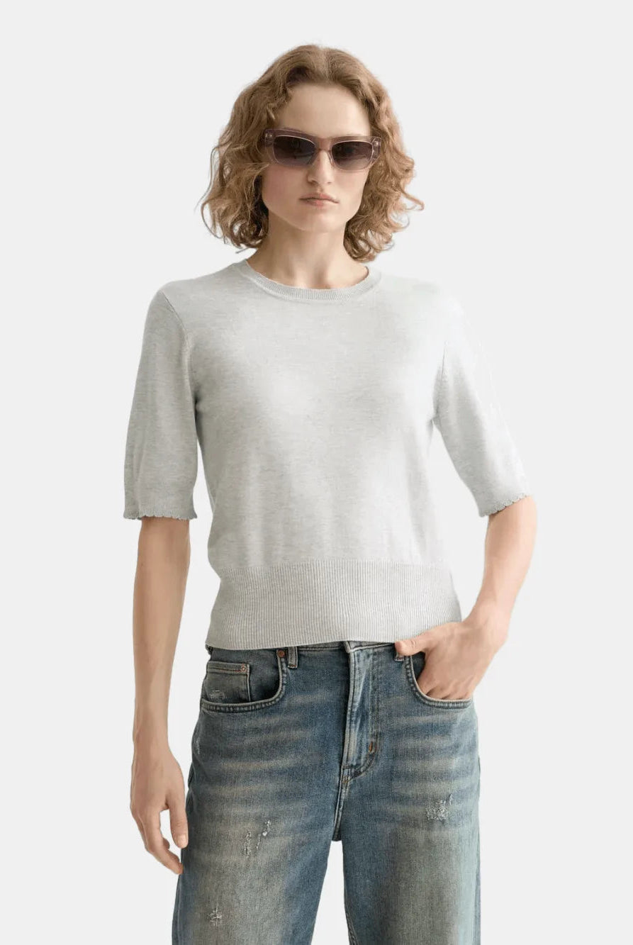 crew-neck-short-sleeve-pullover side view by Scotch & Soda