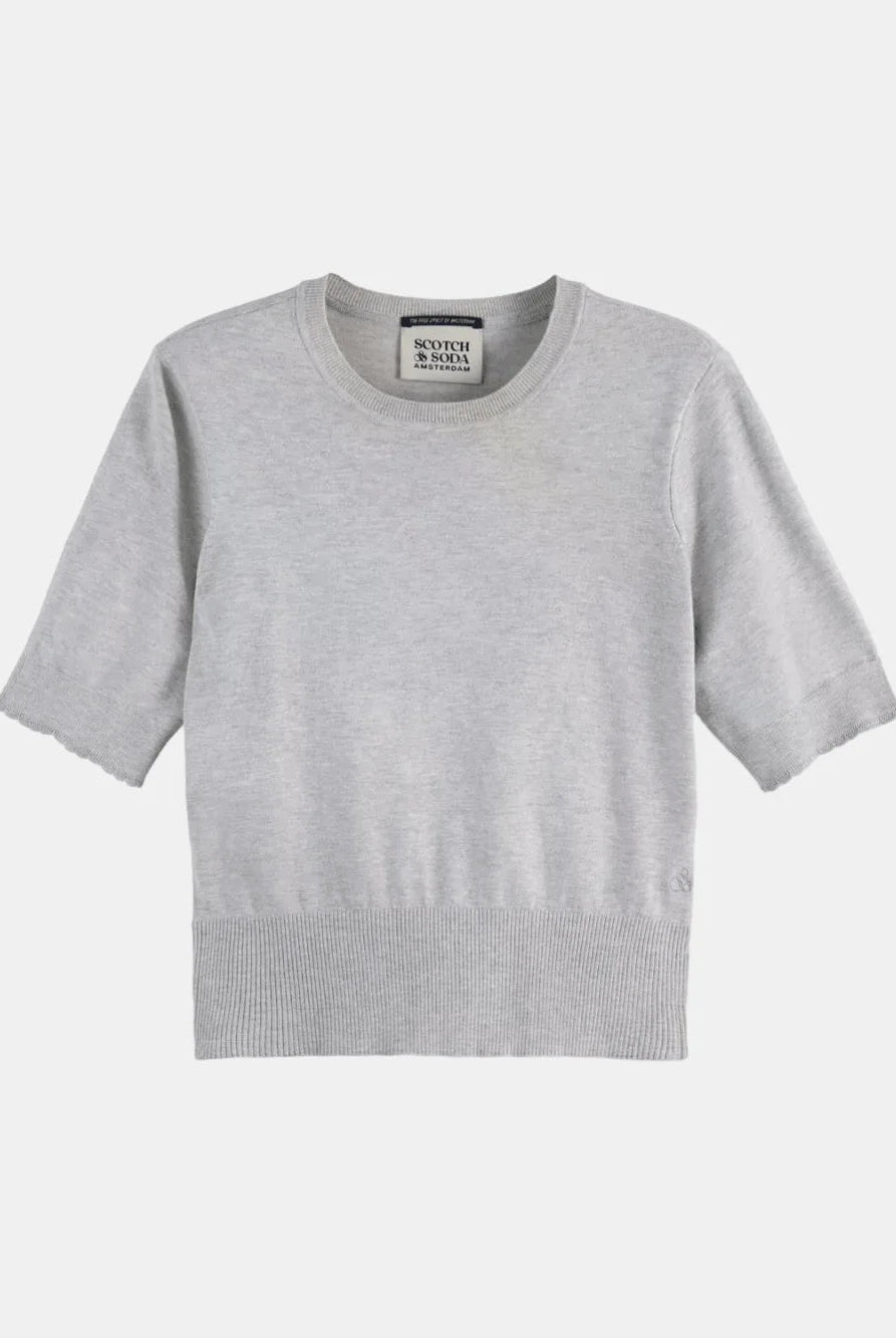 crew-neck-short-sleeve-pullover front view by Scotch & Soda