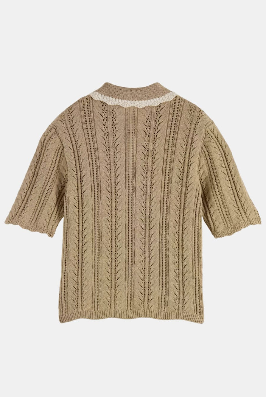 pointelle-collared-knitted-polo-1 back view by Scotch & Soda