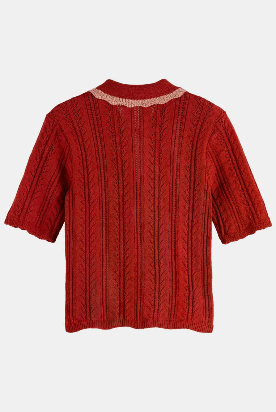 pointelle-collared-knitted-polo back view by Scotch & Soda