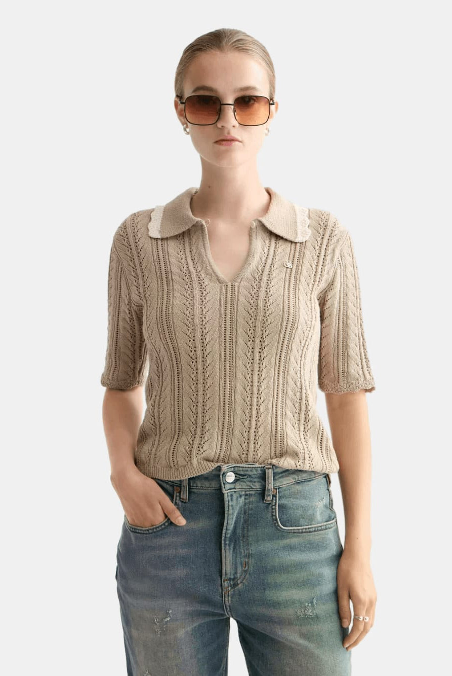 pointelle-collared-knitted-polo-1 side view by Scotch & Soda