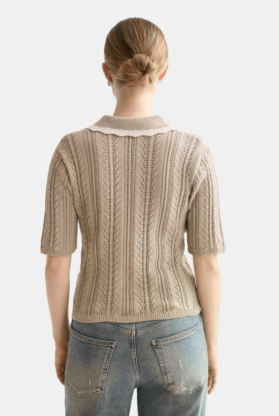 pointelle-collared-knitted-polo-1 detail shot by Scotch & Soda