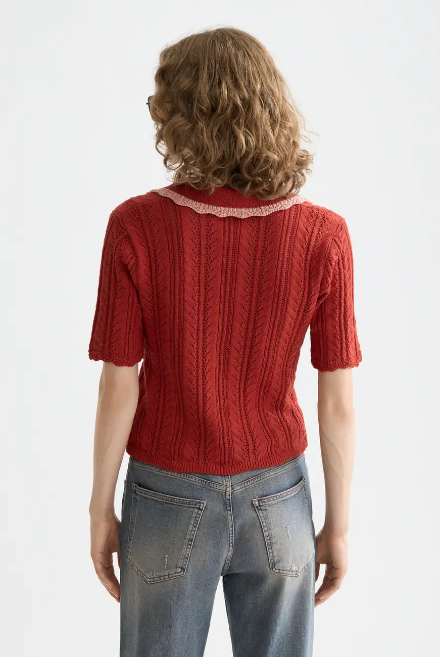 Knitted Polo Shirt detail shot showing fabric and craftsmanship by Scotch & Soda