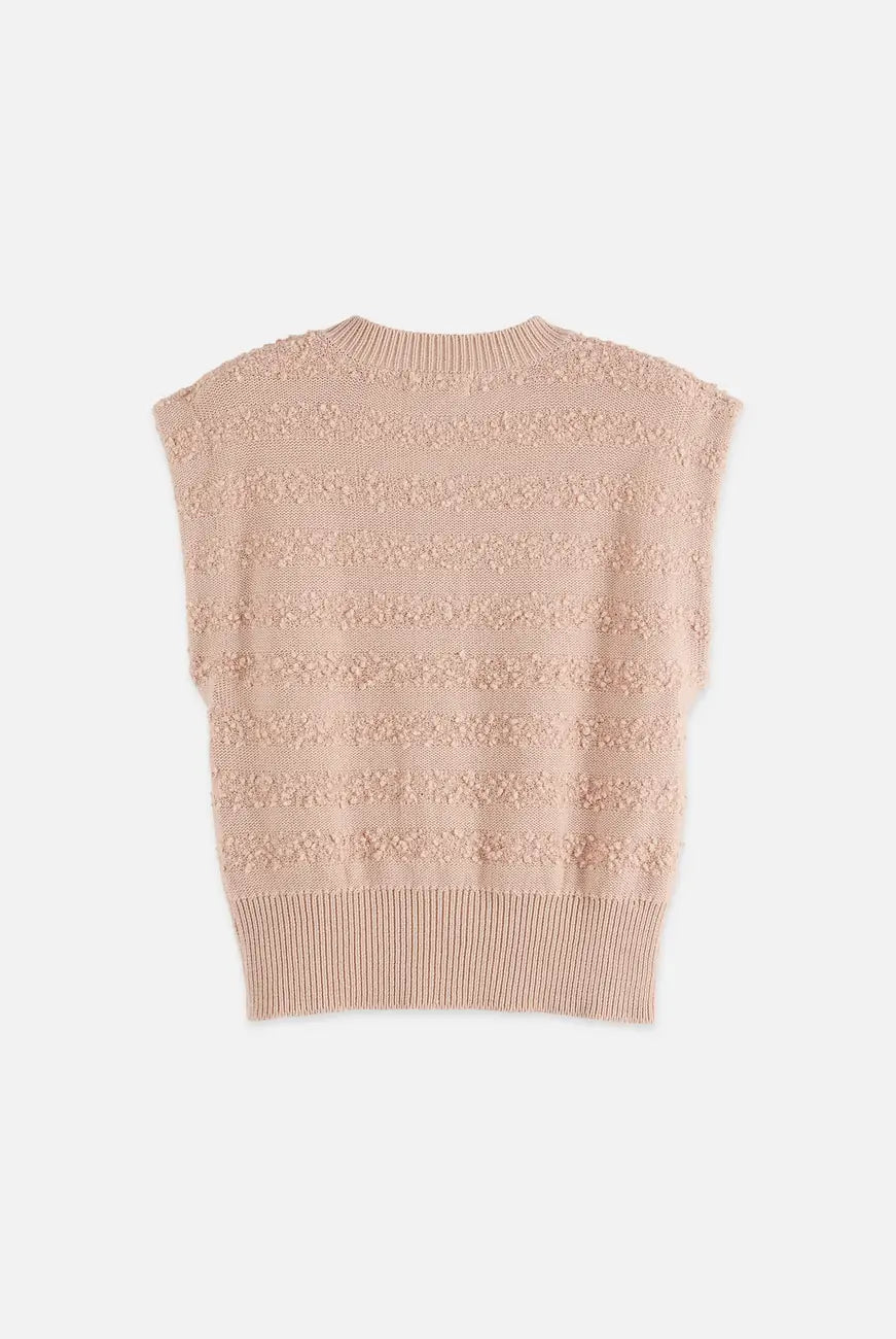 Boucle Stripe Crew Neck Spencer flat lay showing product details by Scotch & Soda