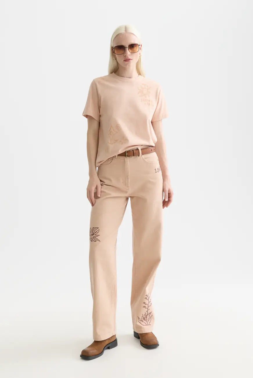 Regular Fit T-shirt With Flock Print full model shot showing overall fit and styling by Scotch & Soda