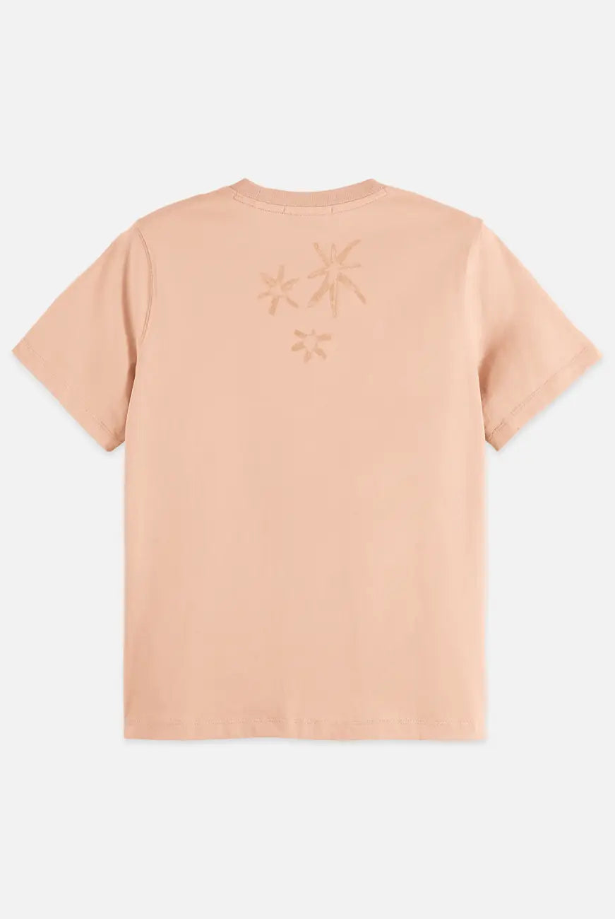 Regular Fit T-shirt With Flock Print flat lay showing product details by Scotch & Soda