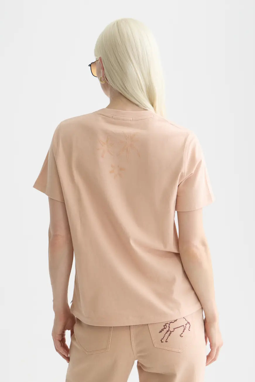 Regular Fit T-shirt With Flock Print detail shot of fabric and craftsmanship by Scotch & Soda