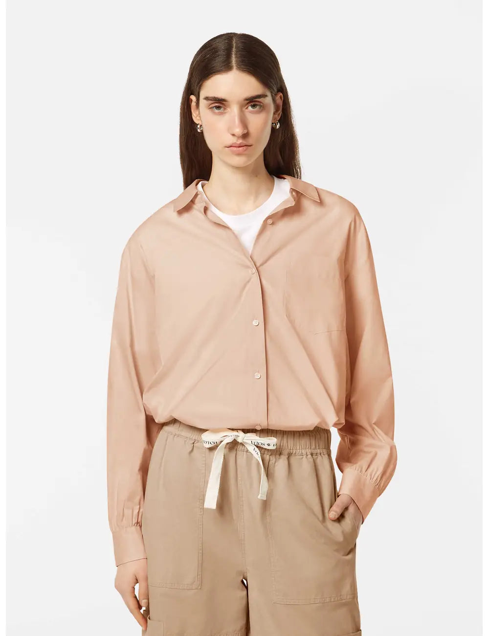 Oversized Cotton Shirt full model shot showing overall fit by Scotch & Soda