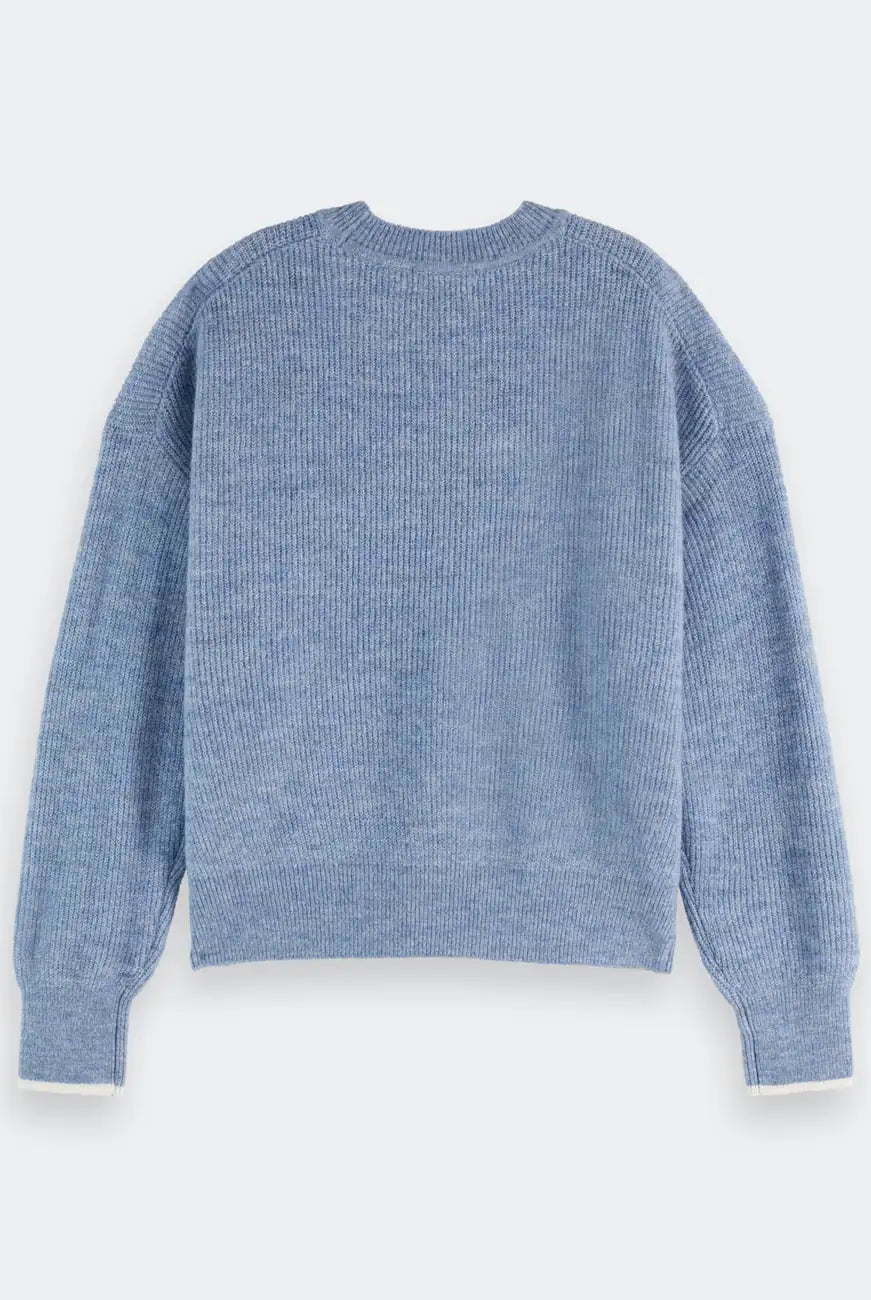 Fuzzy Crew Pullover flat lay back view by Scotch & Soda