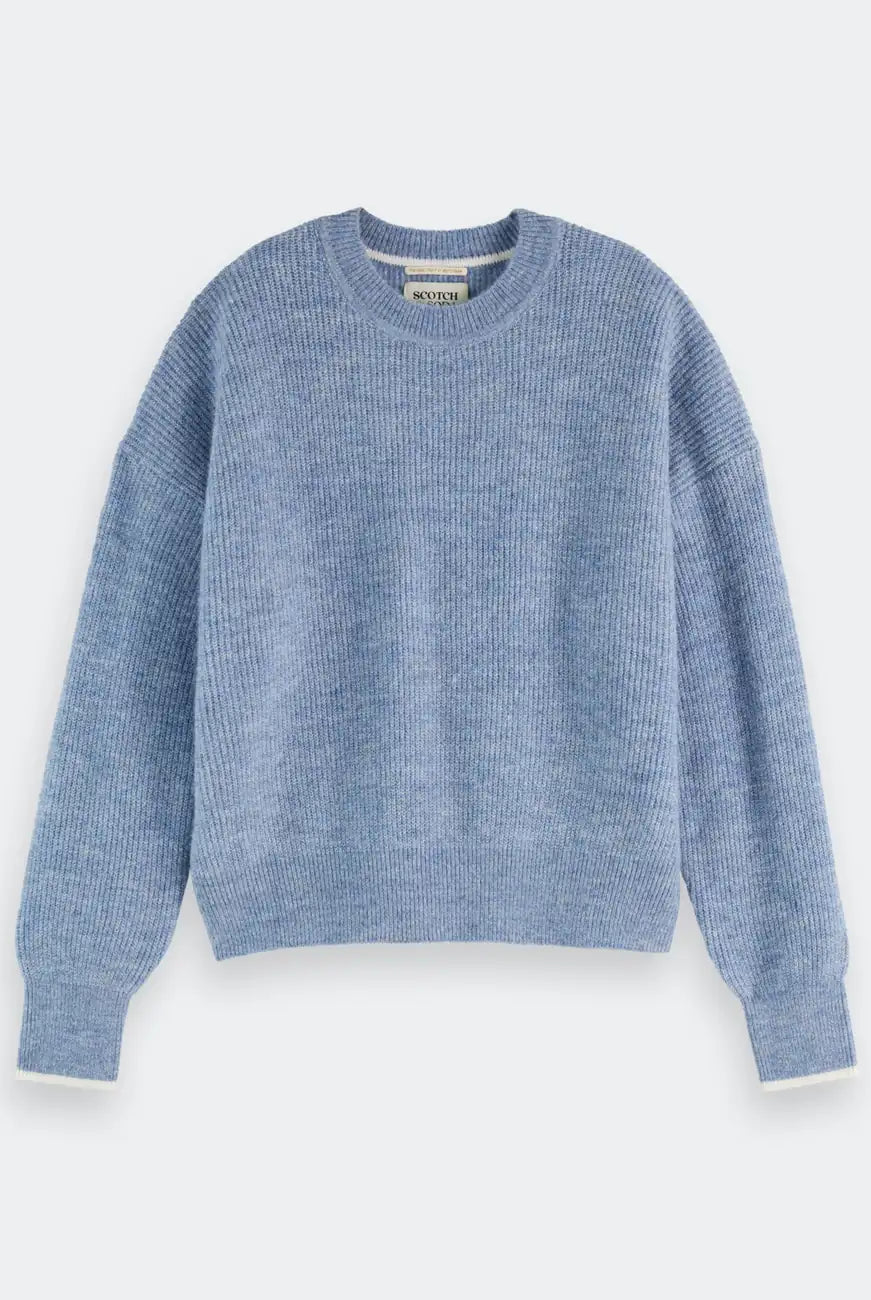 Fuzzy Crew Pullover flat lay front view by Scotch & Soda