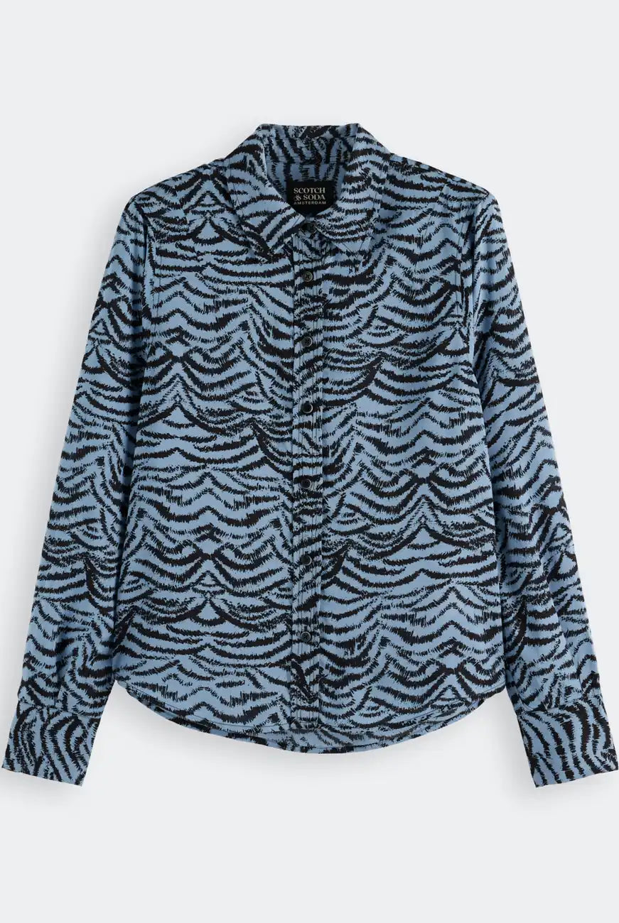 Relaxed Ikat Shirt flat lay front view by Scotch & Soda