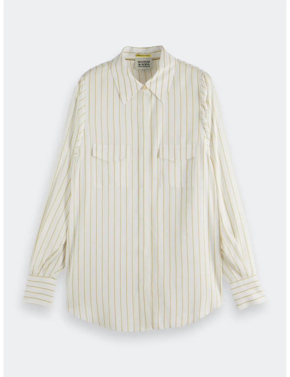Striped Shirt Pockets flat lay front view by Scotch & Soda