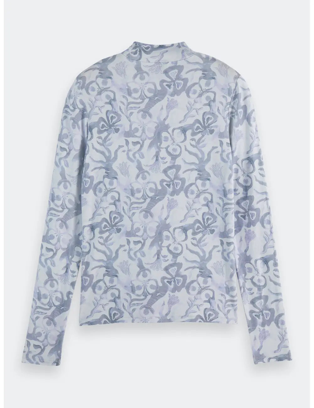 Printed Mock Neck Tee flat lay back view by Scotch & Soda