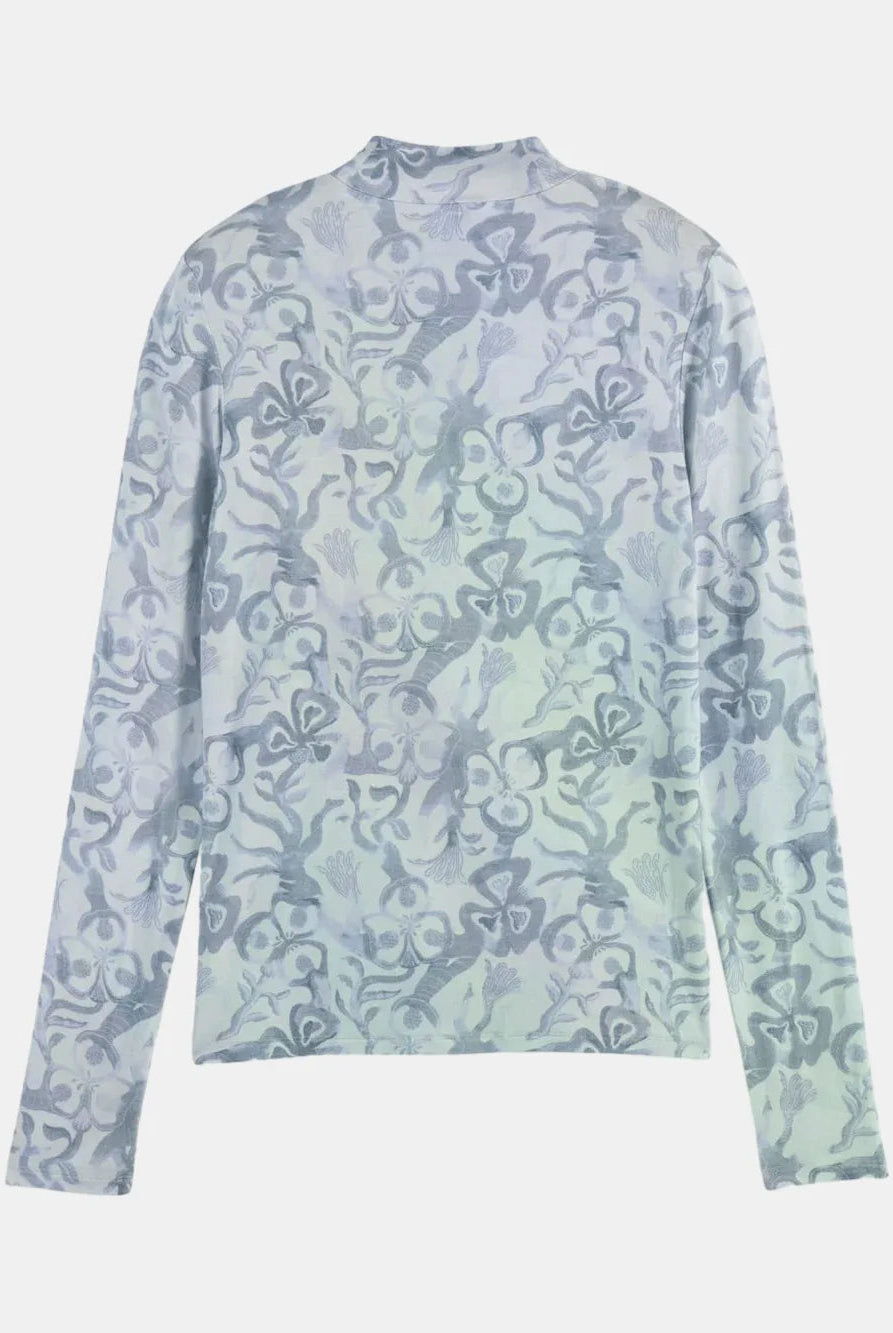 all-over-printed-mock-neck-long-sleeve-t-shirt back view by Scotch & Soda