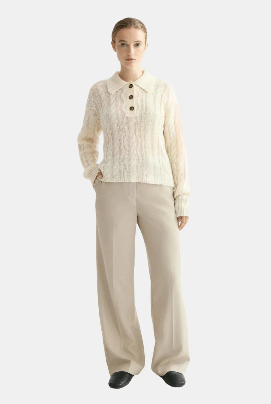 Cable Stitch Polo Neck Pullover - Scotch & Soda