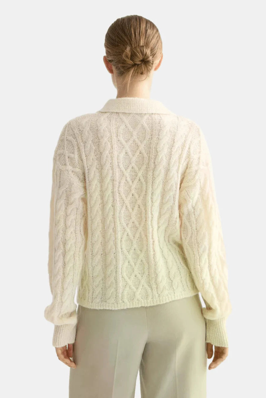 cable-stitch-polo-neck-pullover detail shot by Scotch & Soda