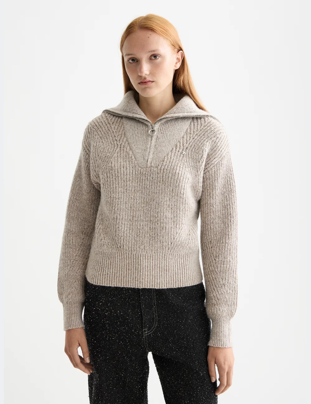 Half Zip Pullover close-up on model showing fit and detail by Scotch & Soda