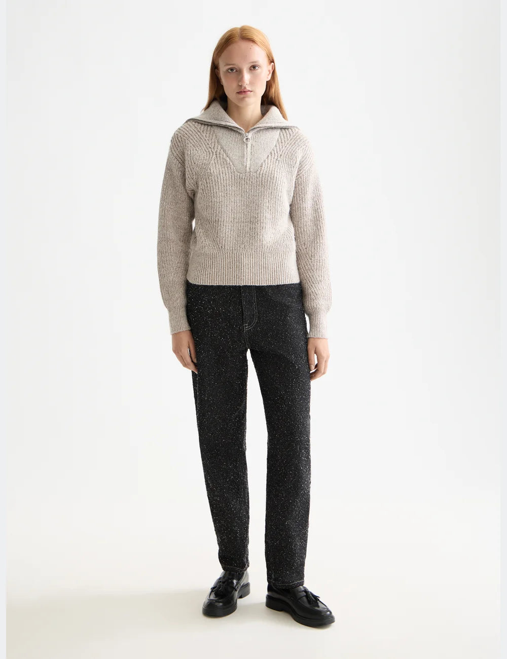 Half Zip Pullover full model shot showing overall fit by Scotch & Soda