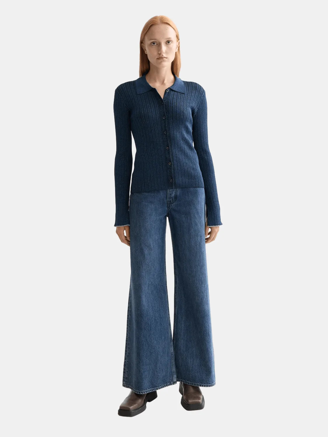 Metallic Rib Cardigan flat lay front view by Scotch & Soda