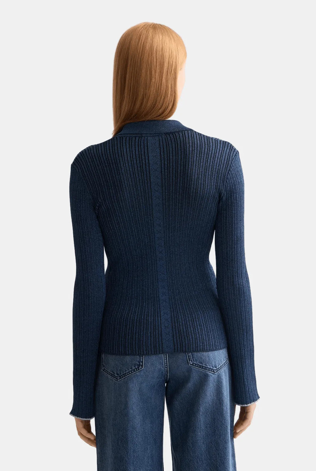 Metallic Skinny Rib Fitted Cardigan Image 3 - Scotch & Soda