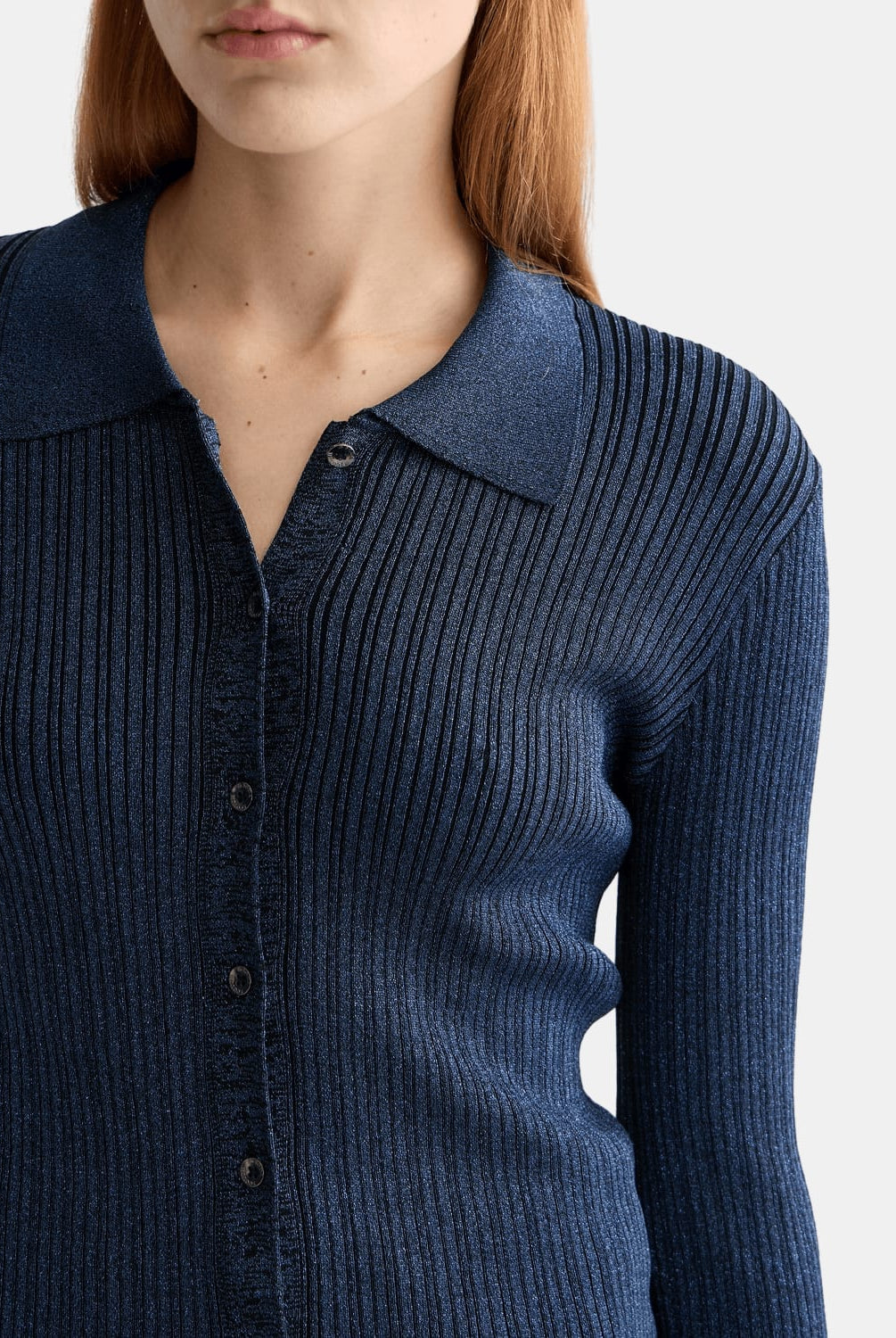 Metallic Skinny Rib Fitted Cardigan Image 4 - Scotch & Soda