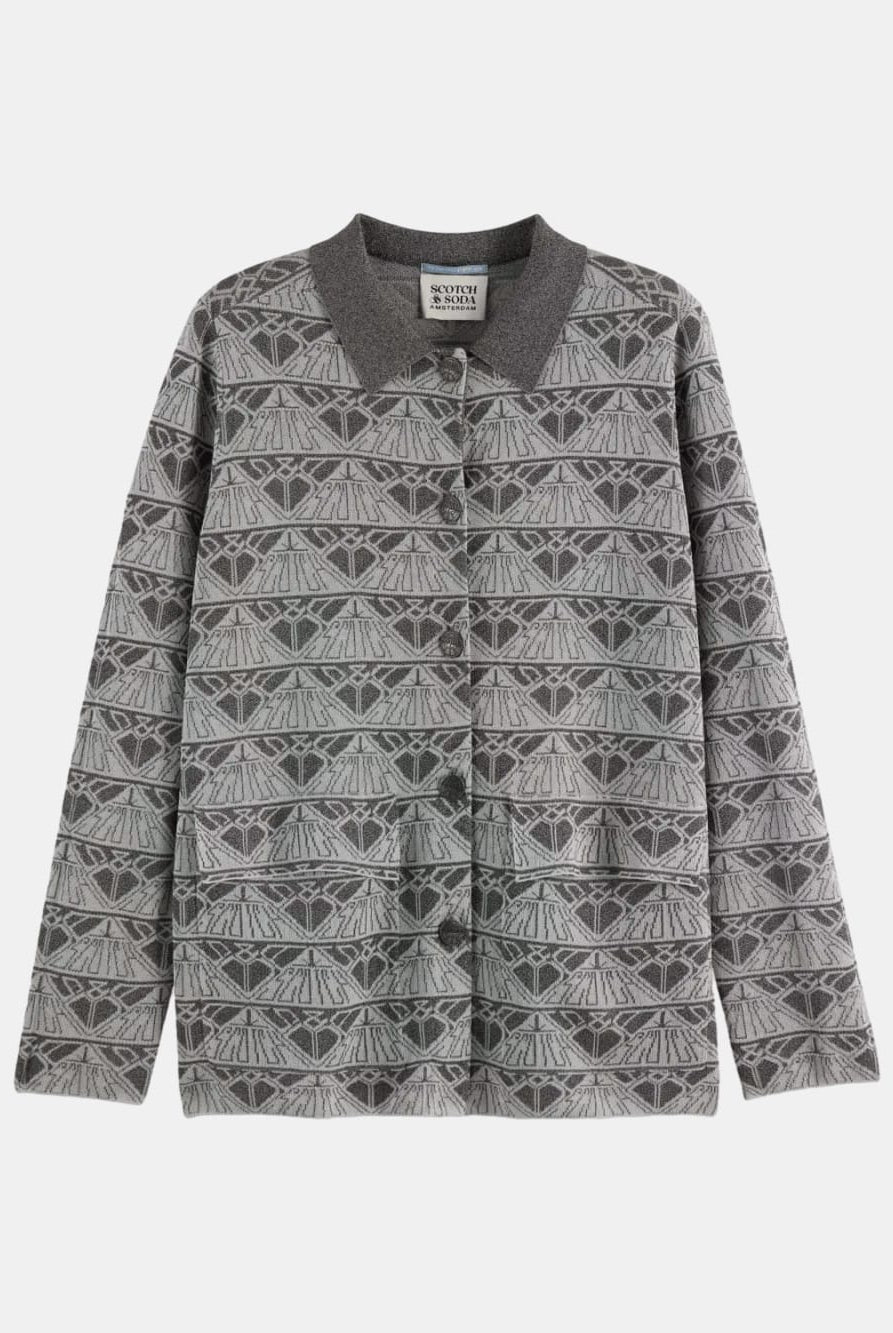 jacquard-knitted-jacket front view by Scotch & Soda