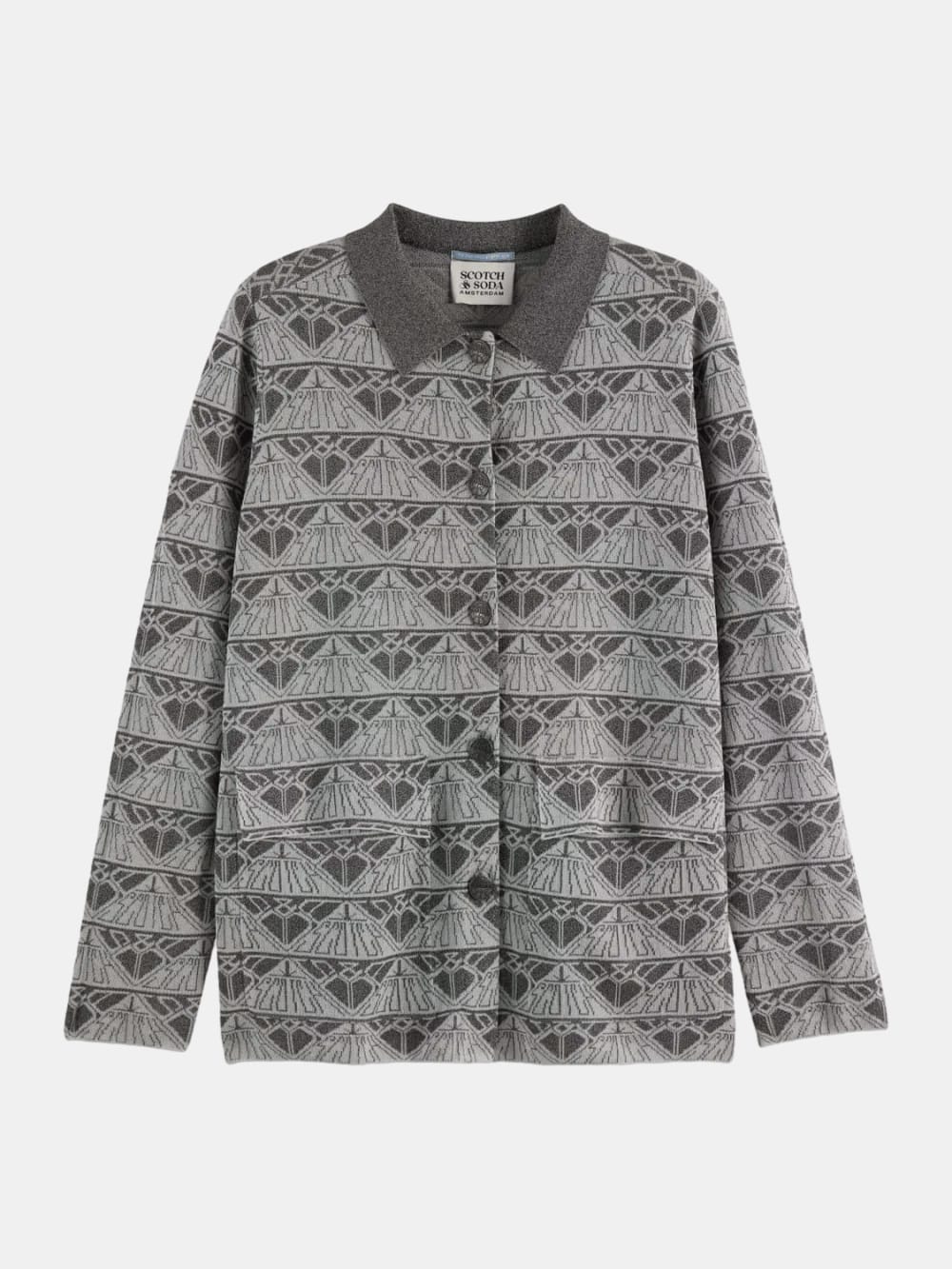 jacquard-knitted-jacket front view by Scotch & Soda