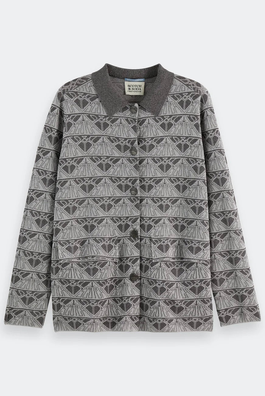 Jacquard Knitted Jacket flat lay front view by Scotch & Soda