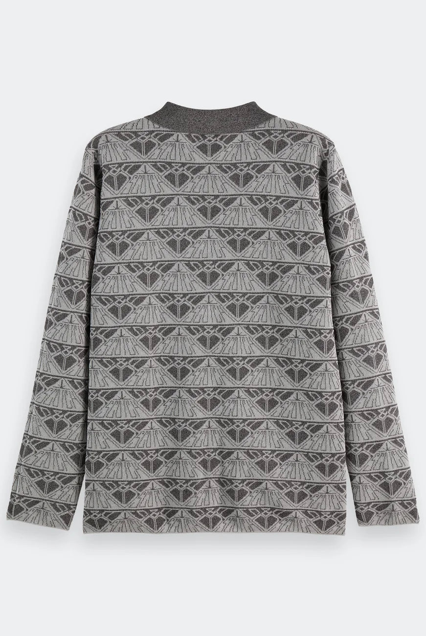 Jacquard Knitted Jacket flat lay back view by Scotch & Soda