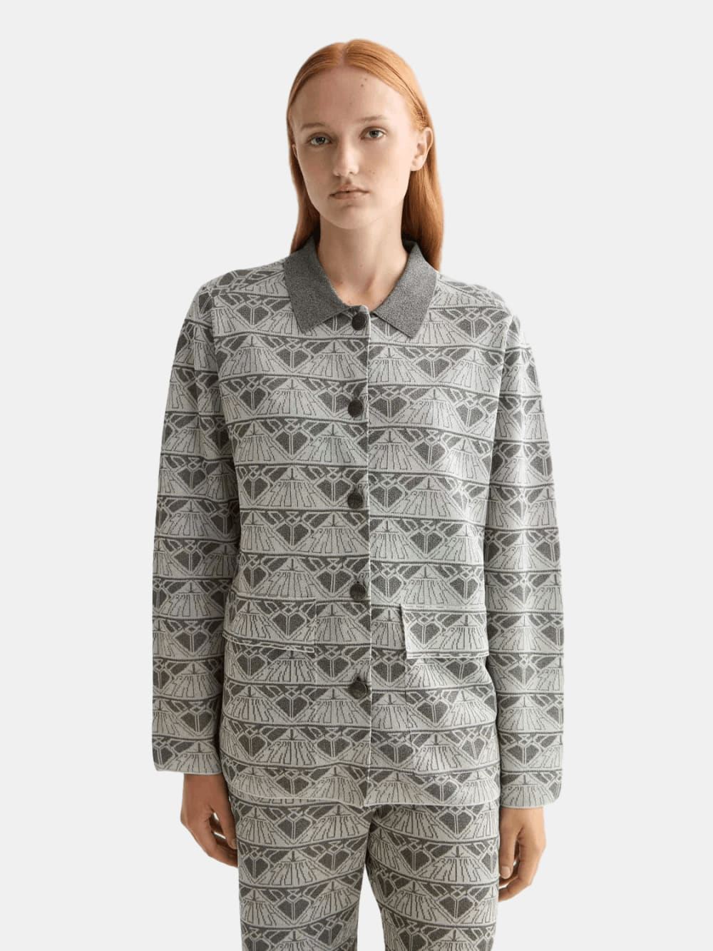 jacquard-knitted-jacket side view by Scotch & Soda