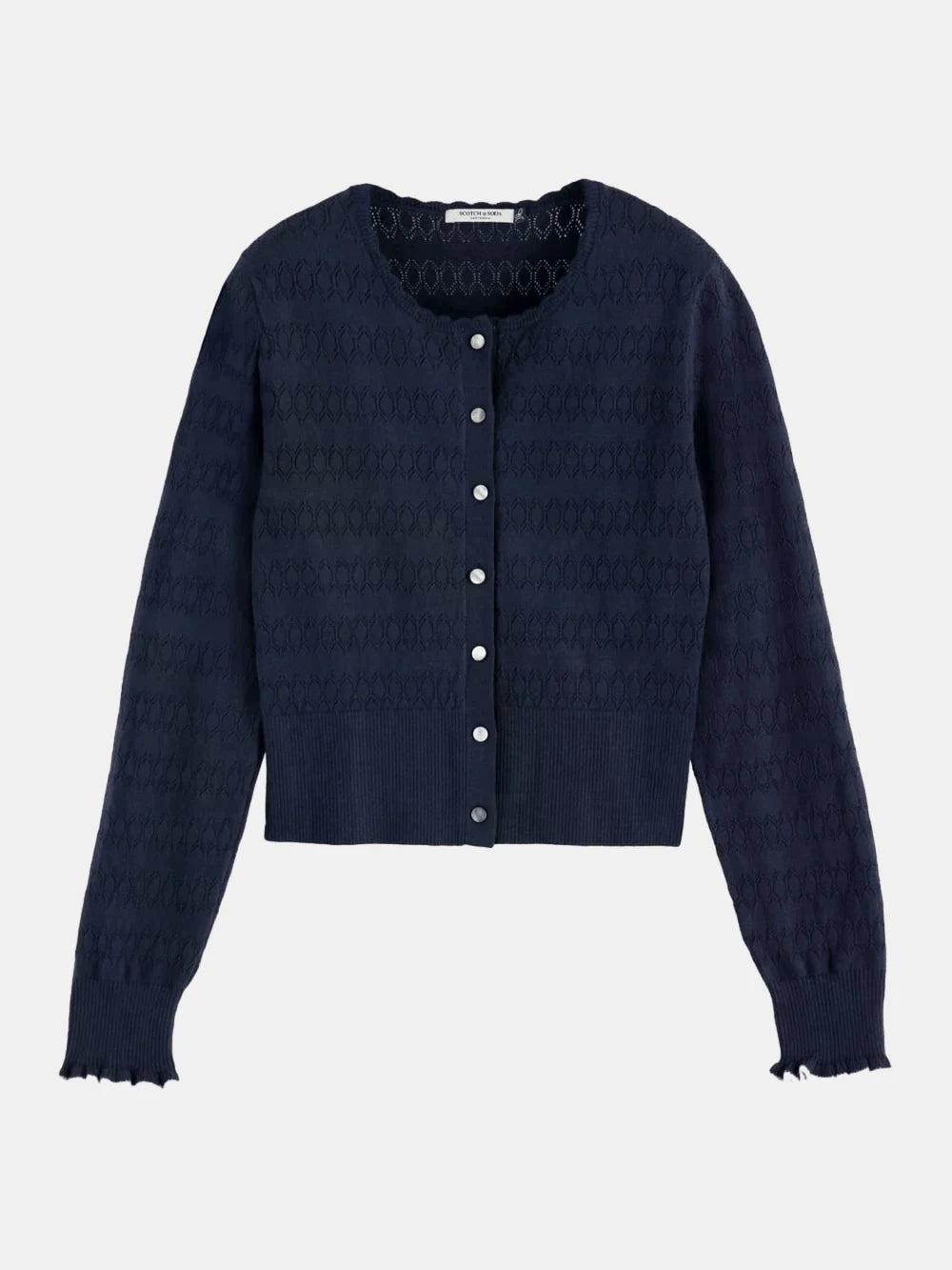 pointelle-knitted-cardigan front view by Scotch & Soda