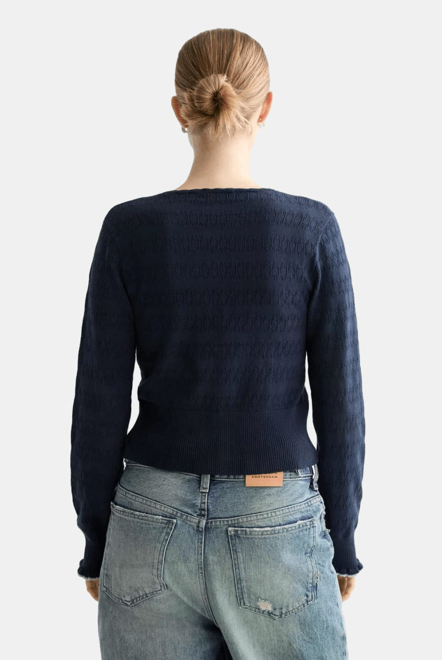 pointelle-knitted-cardigan detail shot by Scotch & Soda