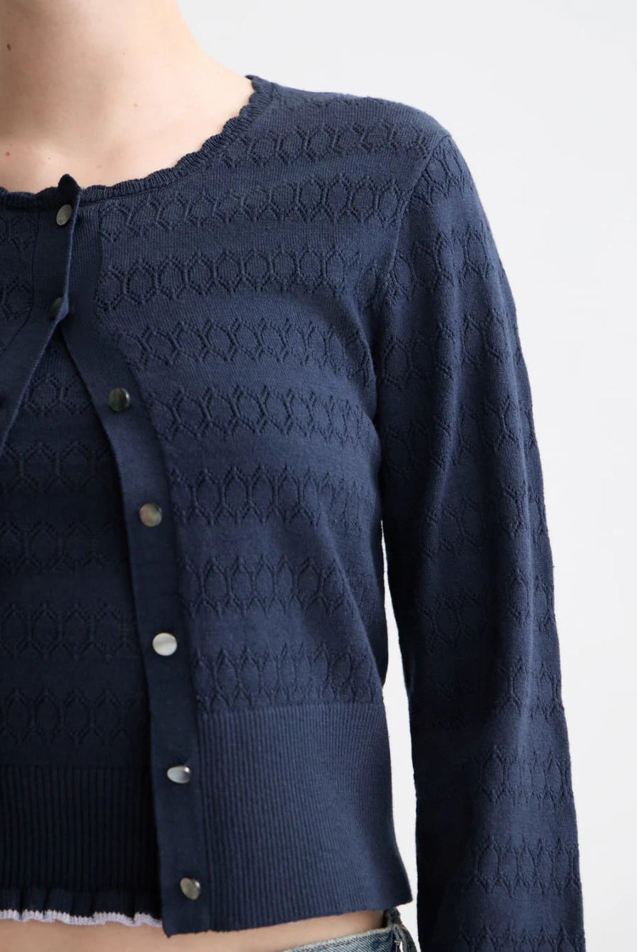 pointelle-knitted-cardigan detail shot by Scotch & Soda