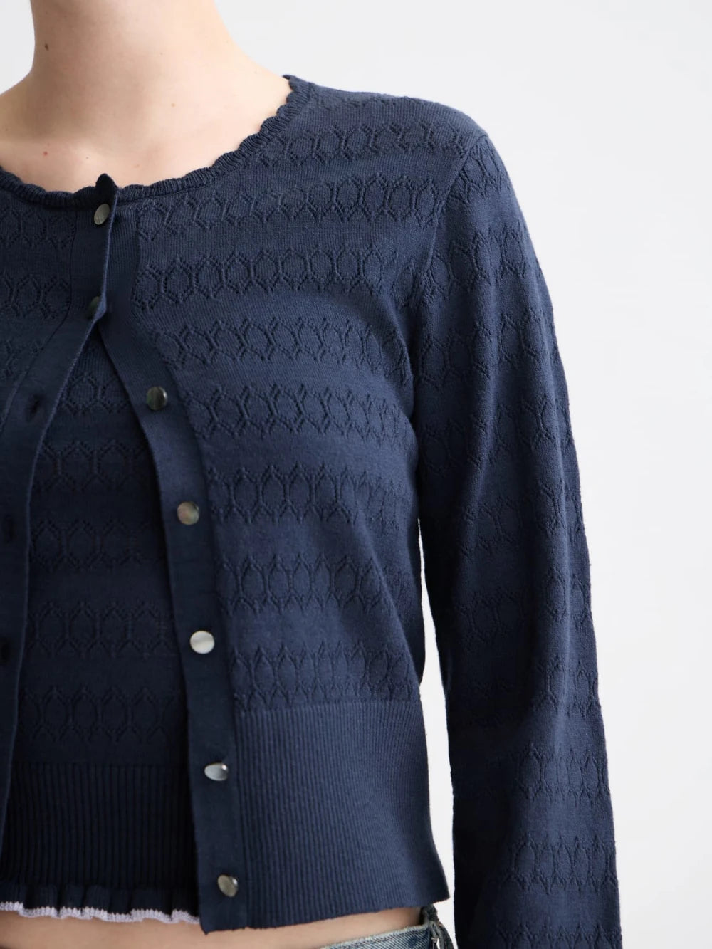 pointelle-knitted-cardigan detail shot by Scotch & Soda