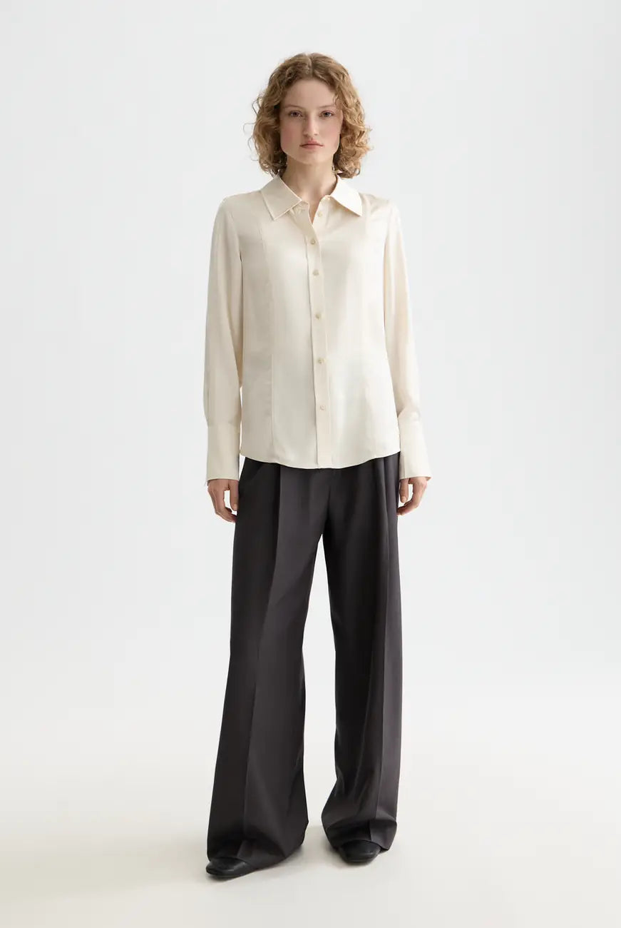 Core Viscose Satin Shirt full model shot showing overall fit and styling by Scotch & Soda