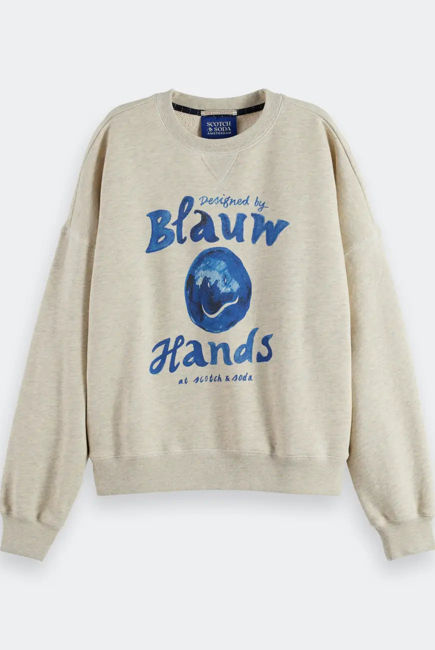 Washed Oversized Fit Sweatshirt flat lay front view by Scotch & Soda