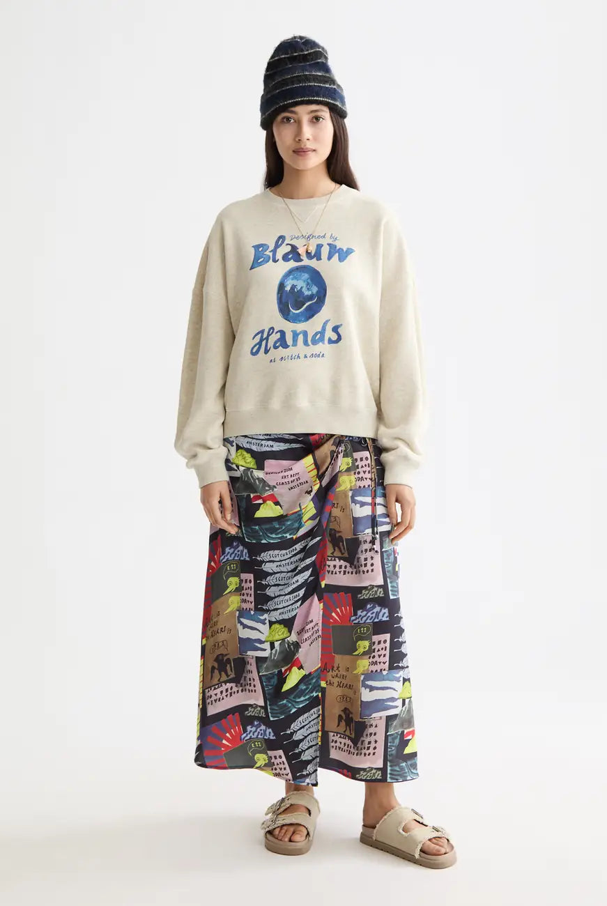 Washed Oversized Fit Sweatshirt full model shot showing overall fit by Scotch & Soda