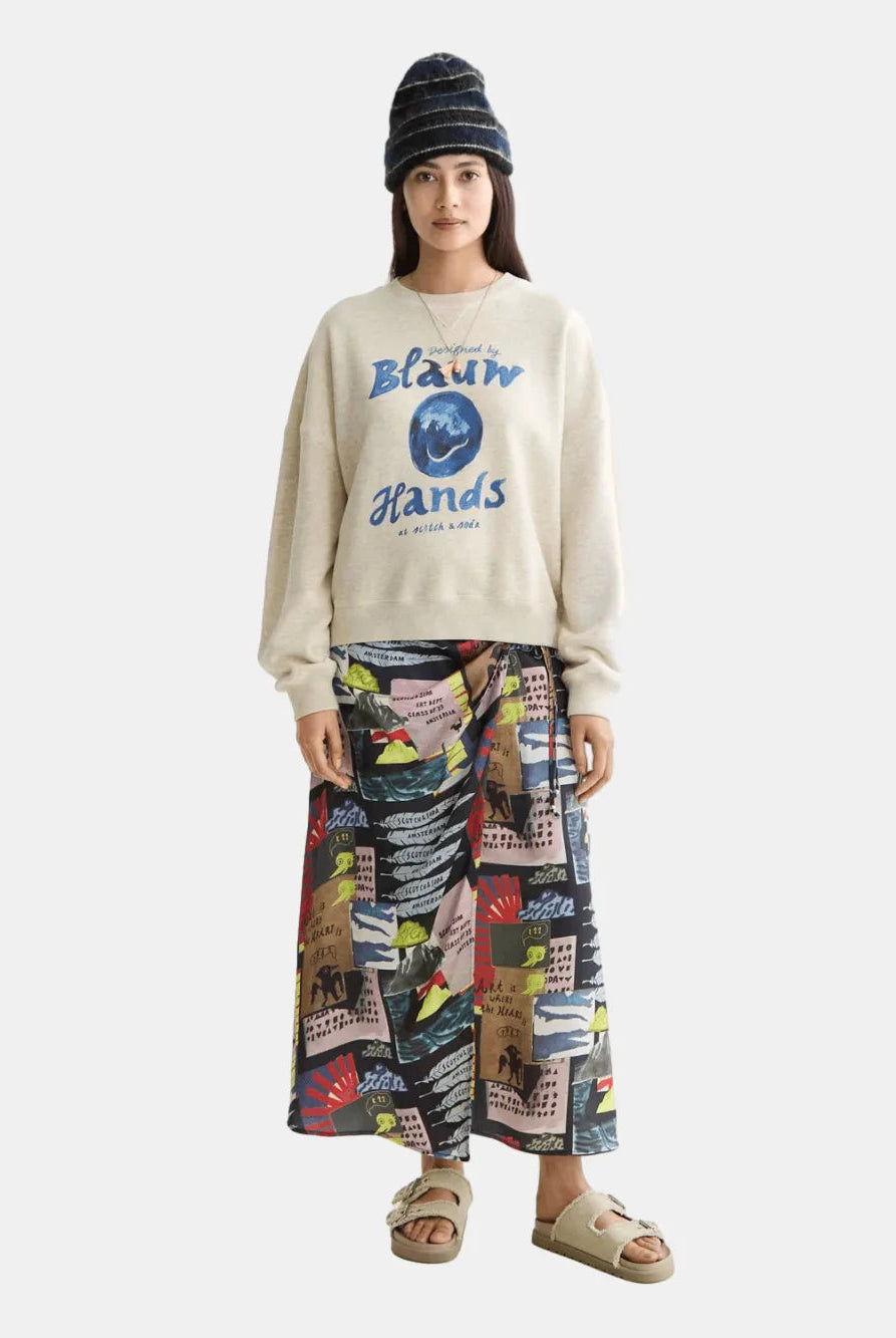 Washed Oversized Fit Sweatshirt With Graphic - Scotch & Soda
