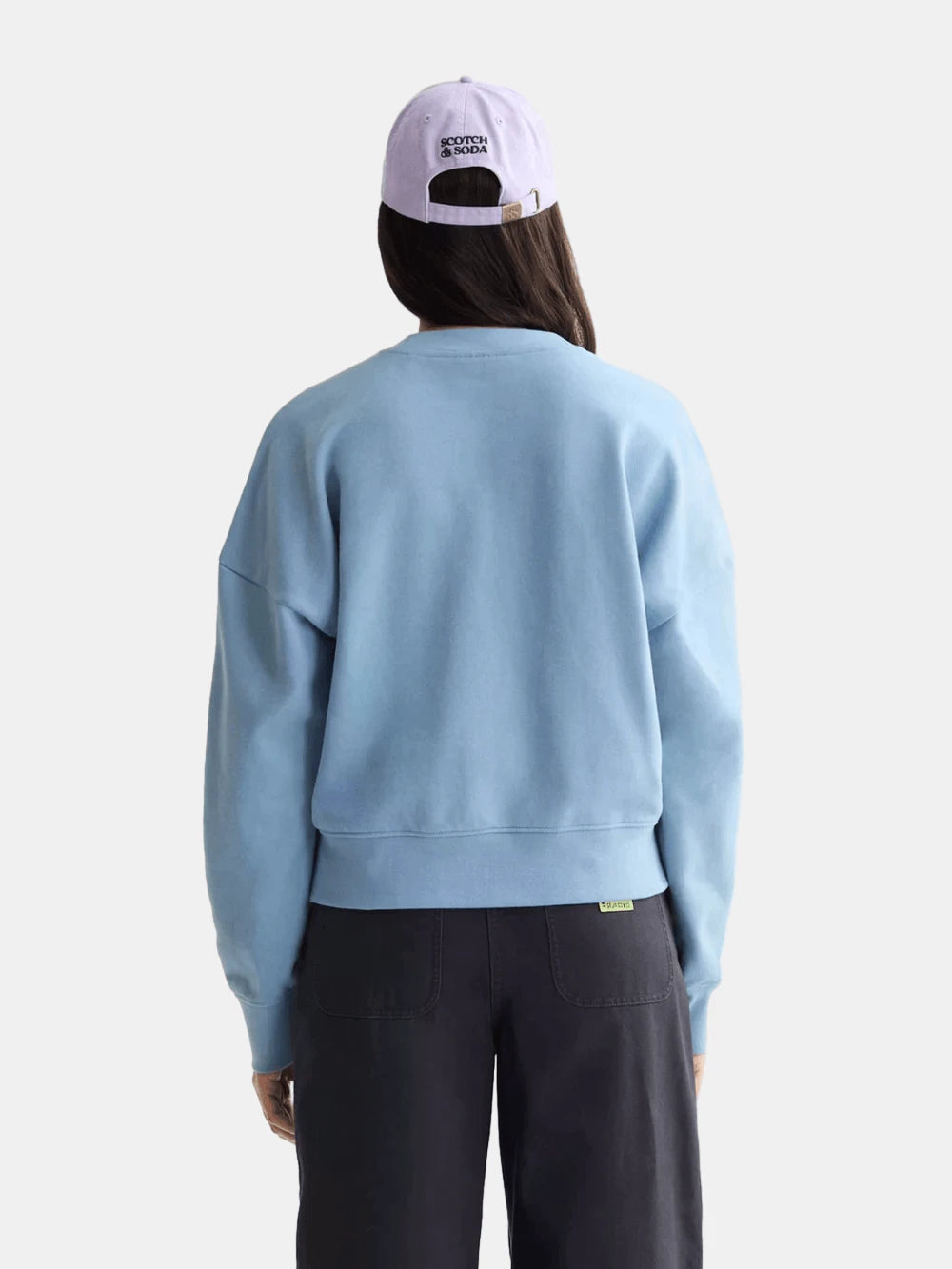 embroidered-logo-relaxed-fit-sweatshirt detail shot by Scotch & Soda