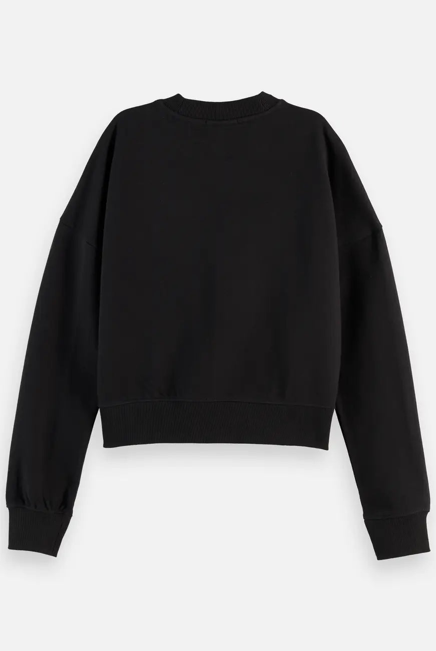 Core Embroidered Logo Sweat-shirt flat lay showing product details by Scotch & Soda