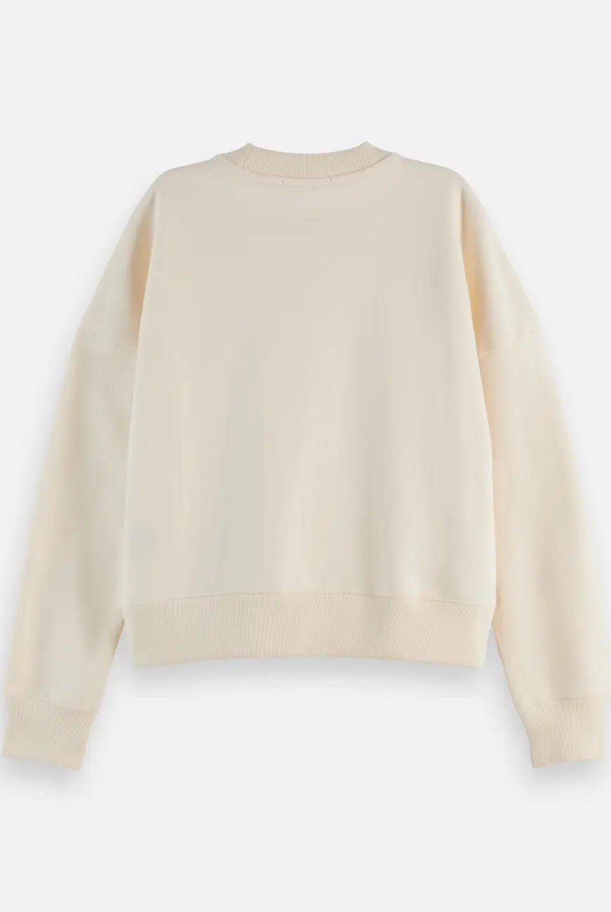 Core Embroidered Logo Sweat-shirt flat lay showing product details by Scotch & Soda