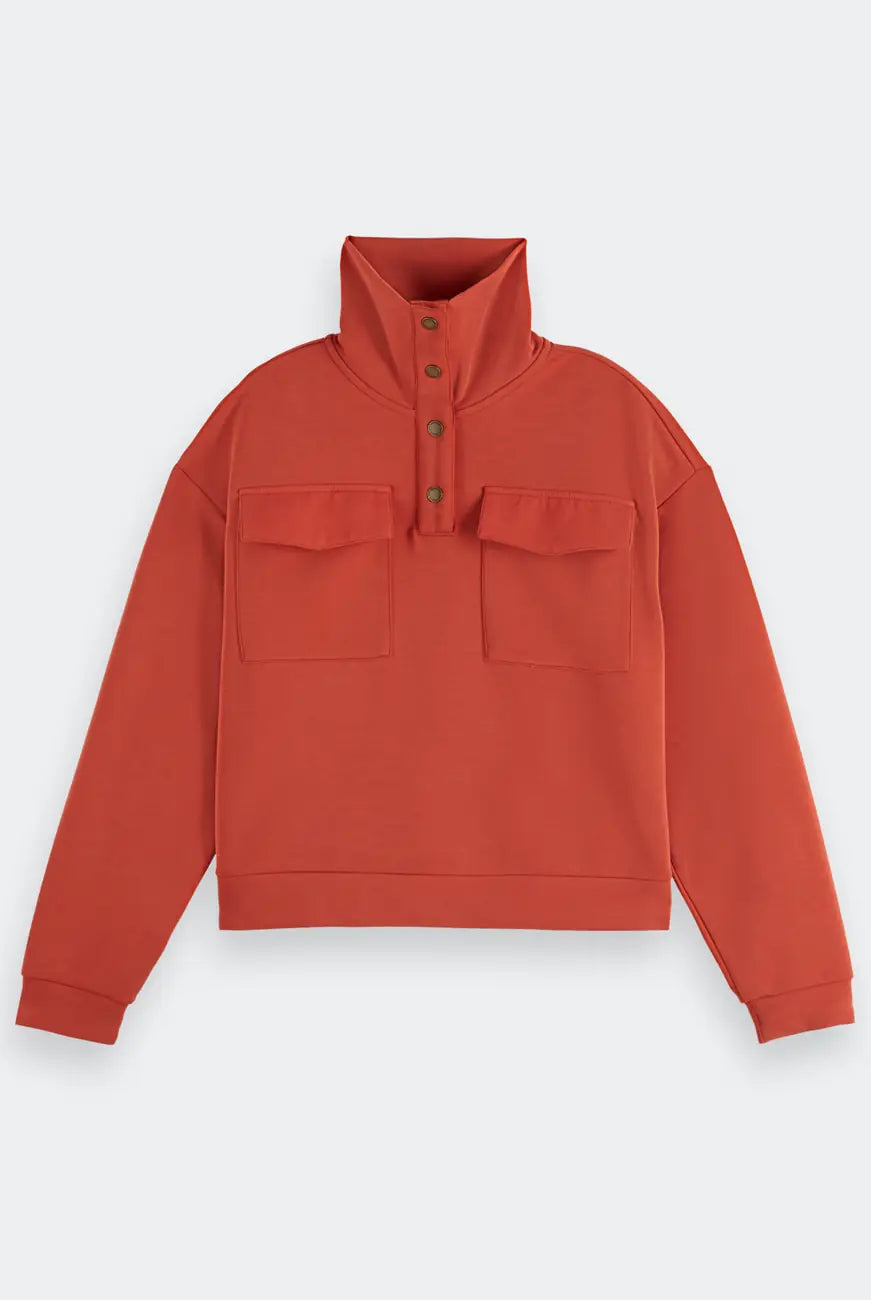 Tencel Utility Sweatshirt flat lay front view by Scotch & Soda