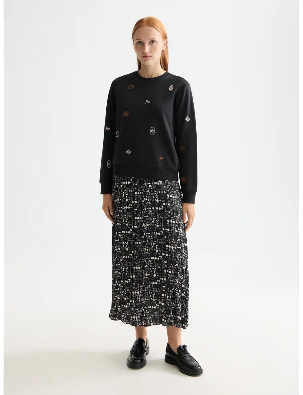 Mini Embroidery Sweatshirt full model shot showing overall fit by Scotch & Soda