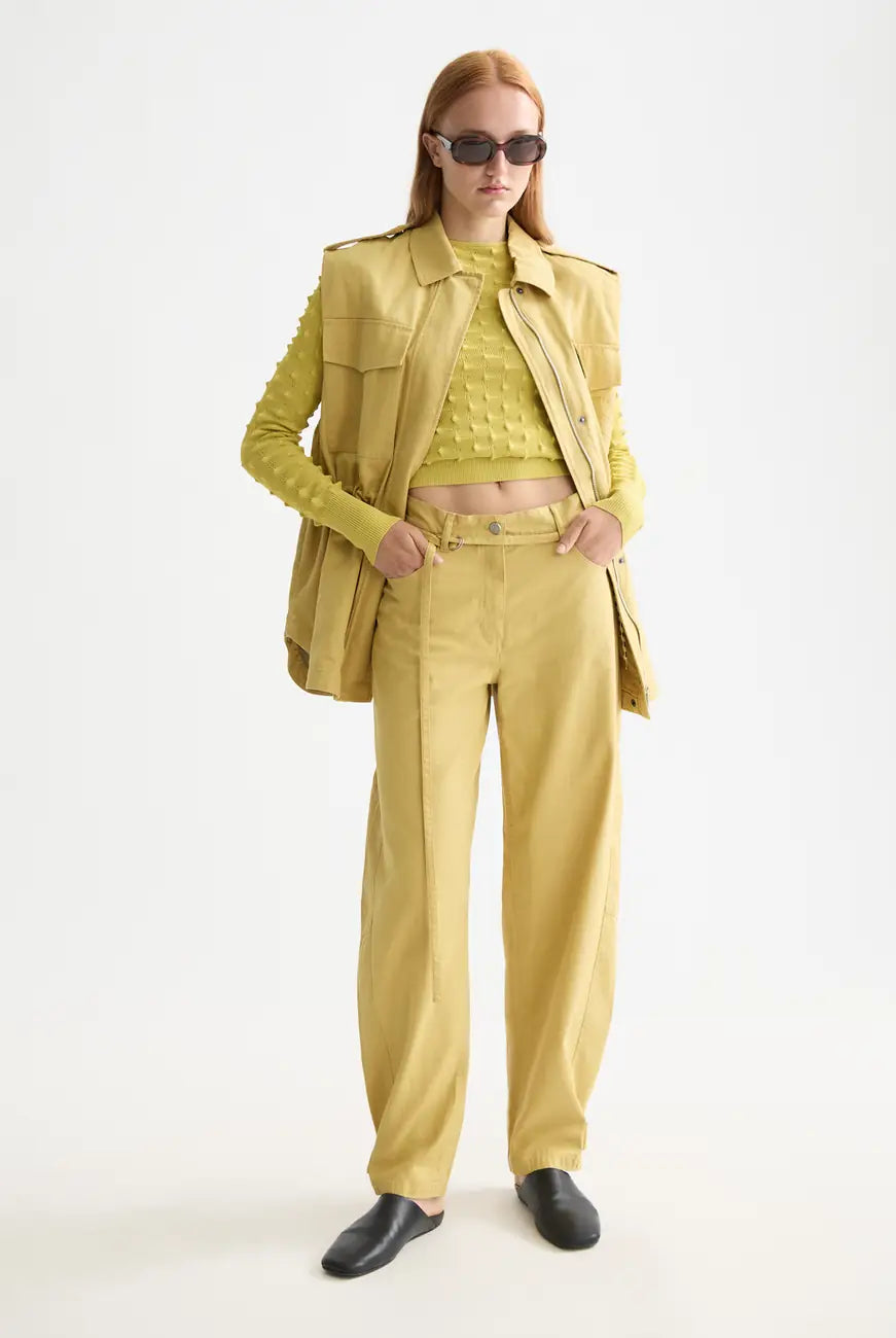 Utility Gilet Golden Green full model shot showing overall fit by Scotch & Soda