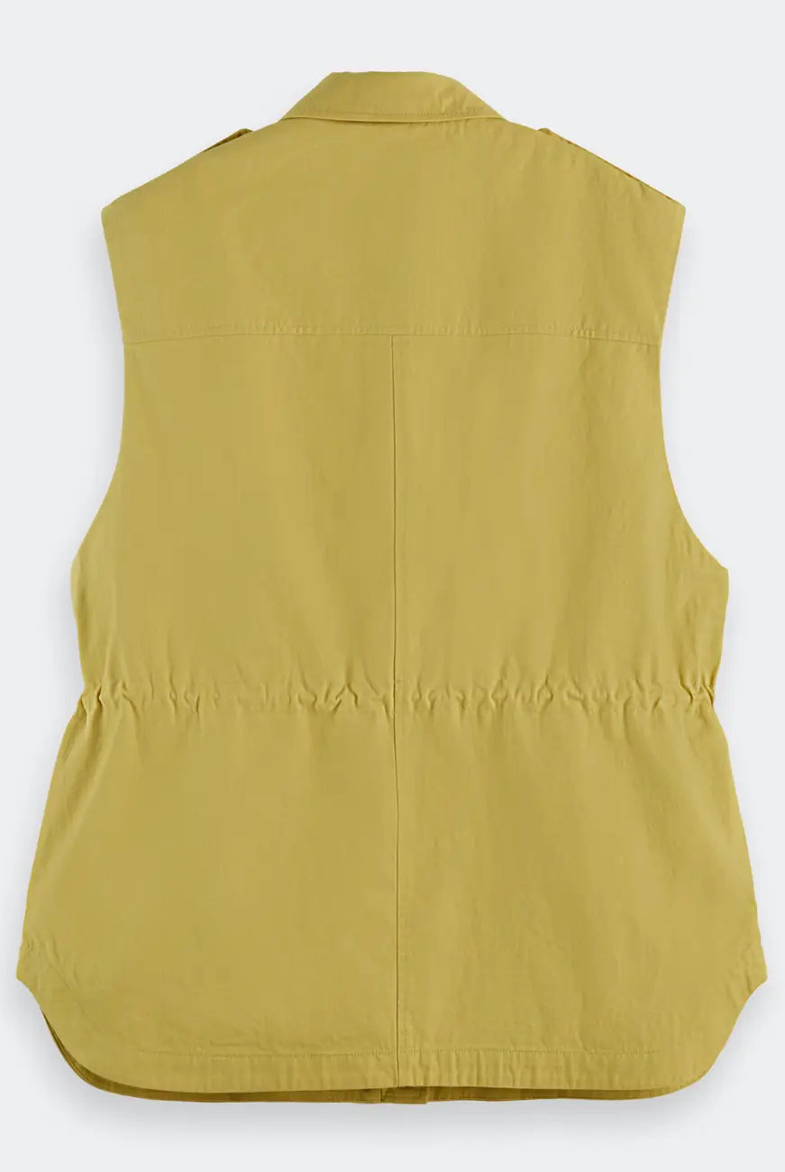 Utility Gilet Golden Green flat lay back view by Scotch & Soda