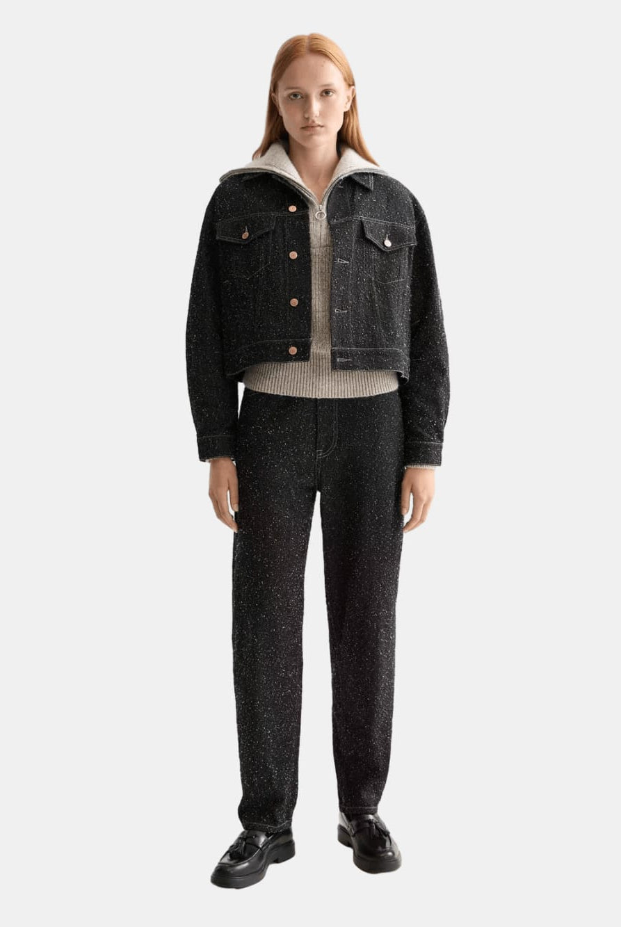 Black Denim Textured Oversized Jacket - Scotch & Soda